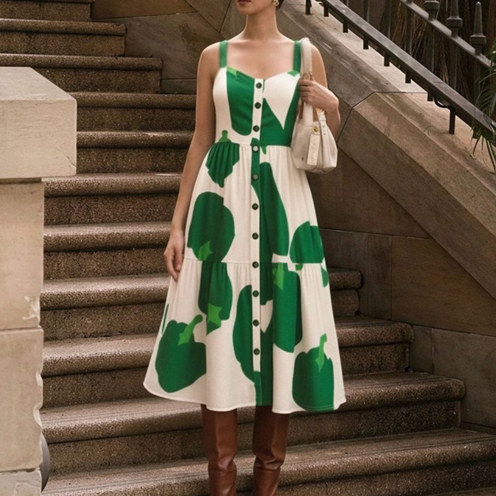 NWT Polagram Novelty Pepper Button Down Dress Size Medium